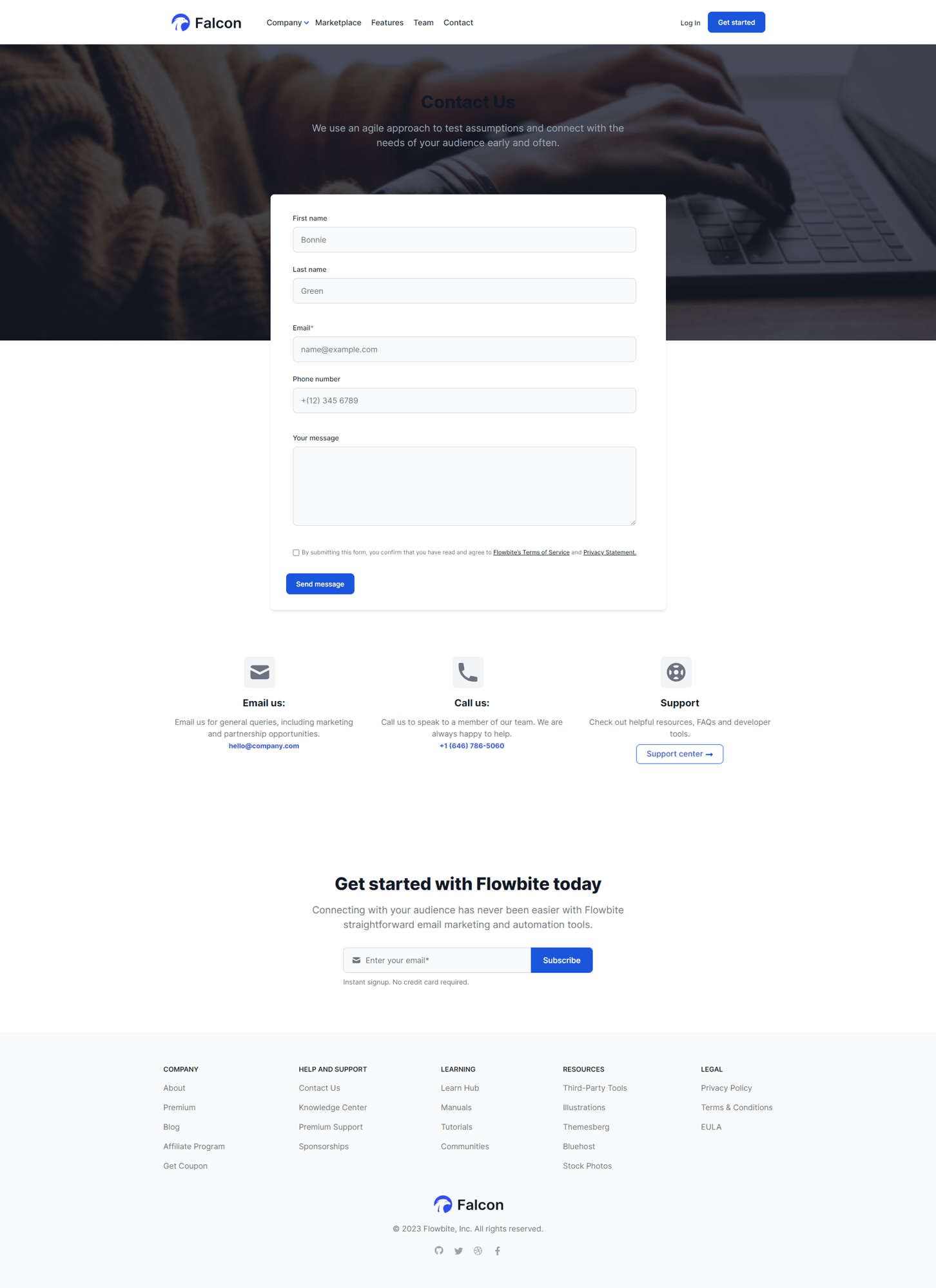 contact page